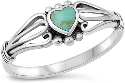 Closeoutwarehouse Heart of a Witch Simulated Onyx Designer Ring Sterling Silver 925 (Color Options) Turquoise / 9
