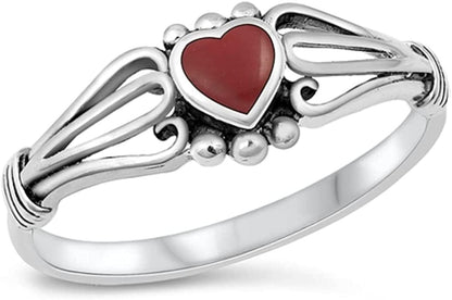 Closeoutwarehouse Heart of a Witch Simulated Onyx Designer Ring Sterling Silver 925 (Color Options) Red / 1