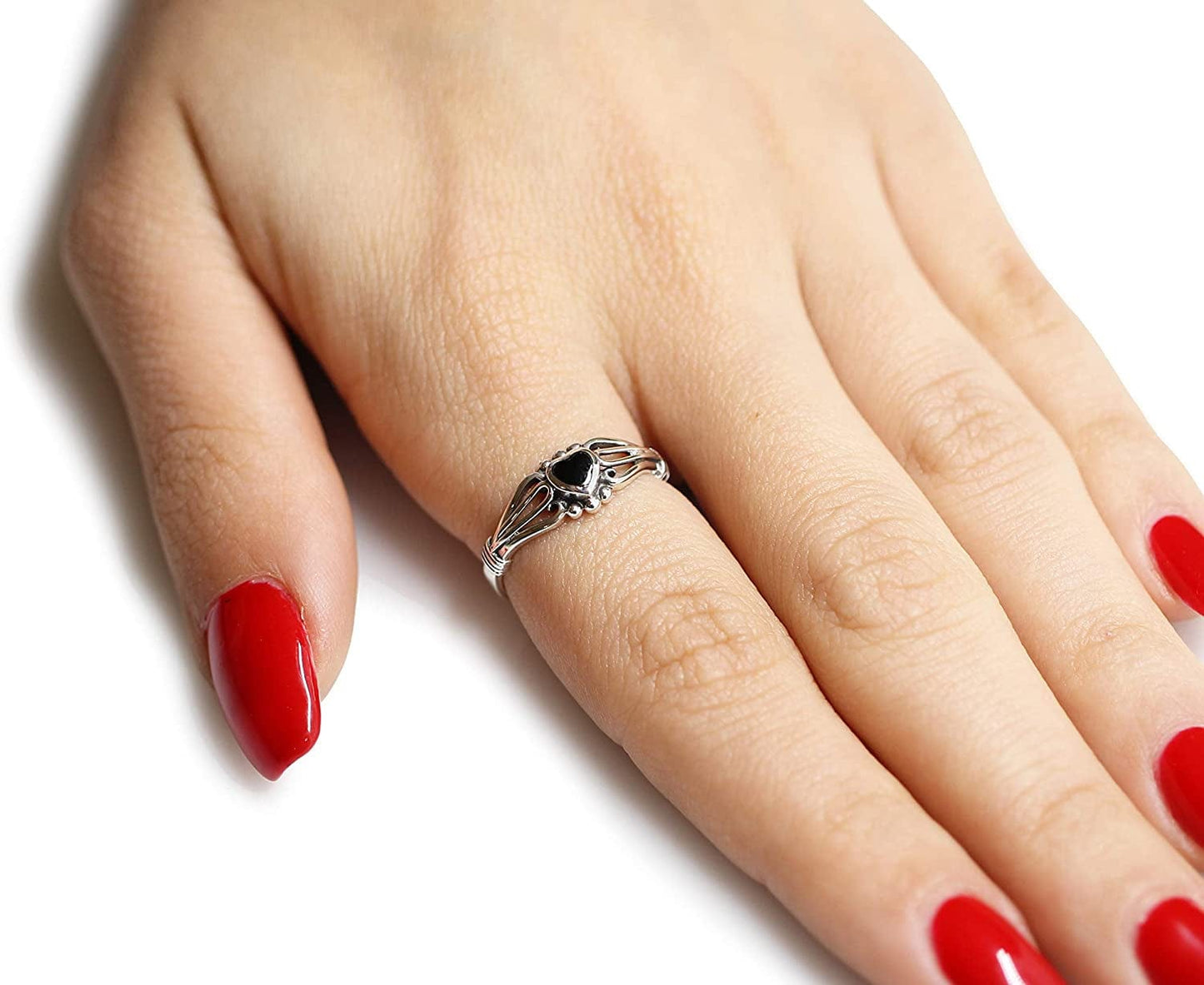 Closeoutwarehouse Heart of a Witch Simulated Onyx Designer Ring Sterling Silver 925 (Color Options)