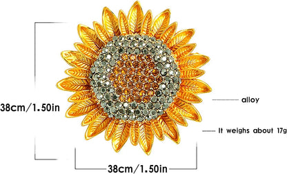 Coat Pin Delicate Yellow Enamel Lapel Elegant Sunflower Pin Brooches Rhinestone for Women Brooch Lock Pin Backs (Multicolor, One Size) Multicolor / One Size