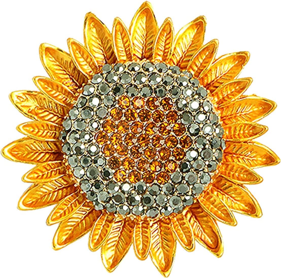 Coat Pin Delicate Yellow Enamel Lapel Elegant Sunflower Pin Brooches Rhinestone for Women Brooch Lock Pin Backs (Multicolor, One Size) Multicolor / One Size