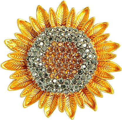 Coat Pin Delicate Yellow Enamel Lapel Elegant Sunflower Pin Brooches Rhinestone for Women Brooch Lock Pin Backs (Multicolor, One Size) Multicolor / One Size