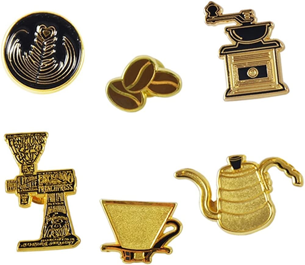 Coffee Enamel Brooch Pins Set - Coffee Series Luxury Souvenir Brooch Enamel Lapel Pins Badge for Barista and Coffee Lover for Clothes Backpack Bag Decor Series 2