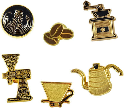Coffee Enamel Brooch Pins Set - Coffee Series Luxury Souvenir Brooch Enamel Lapel Pins Badge for Barista and Coffee Lover for Clothes Backpack Bag Decor Series 2