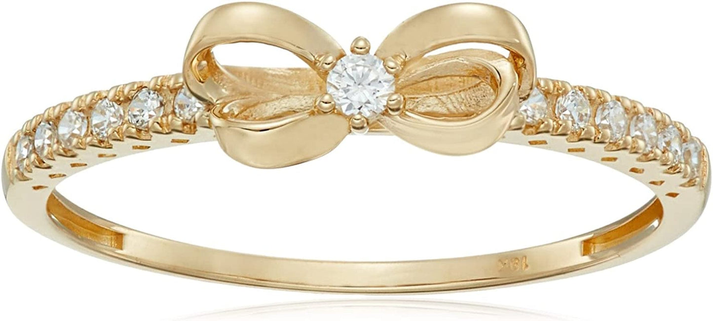 Collection 10K Gold Dainty Bow Ring Set with round Cut Infinite Elements Zirconia 9