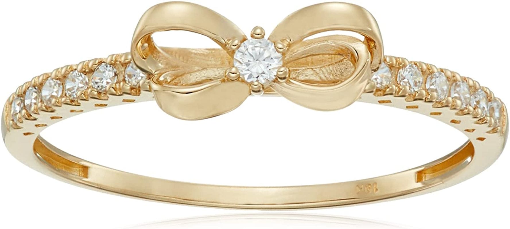 Collection 10K Gold Dainty Bow Ring Set with round Cut Infinite Elements Zirconia 9