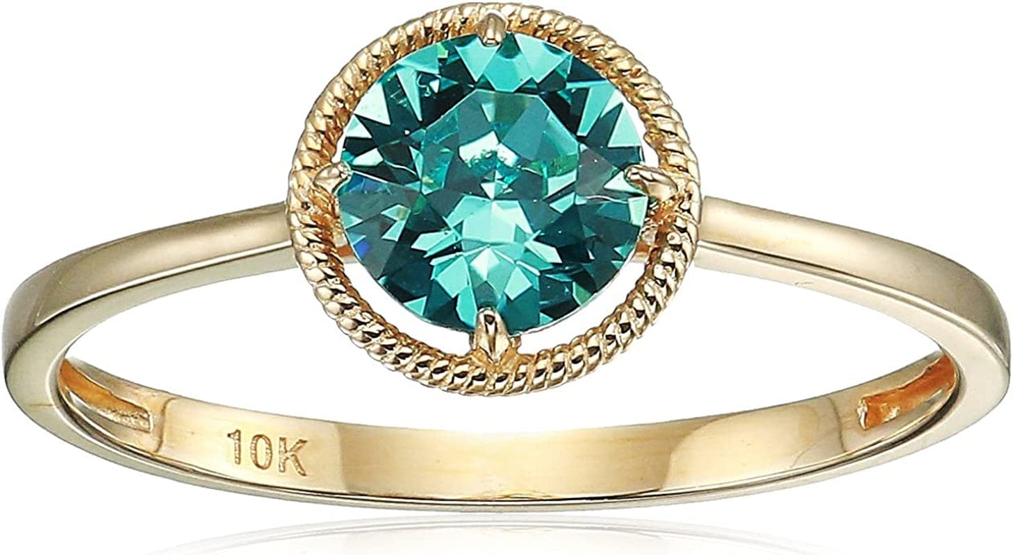 Collection 10K Gold Round-Cut Birthstone Ring Made with Infinite Elements Crystal December / 8