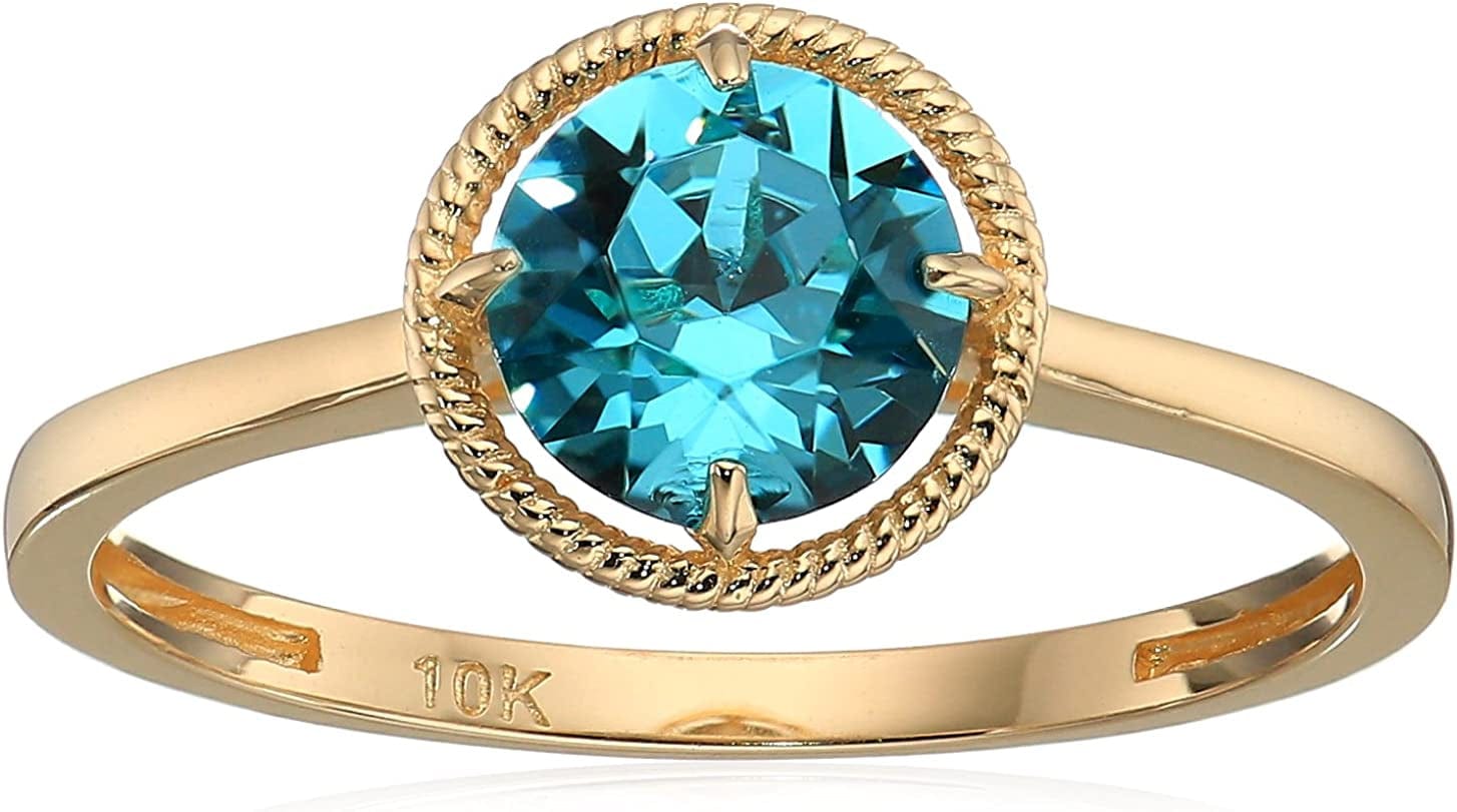 Collection 10K Gold Round-Cut Birthstone Ring Made with Infinite Elements Crystal December / 7