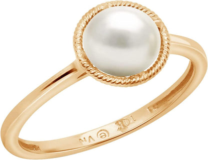 Collection 10K Gold Round-Cut Birthstone Ring Made with Infinite Elements Crystal Gold and White / 6