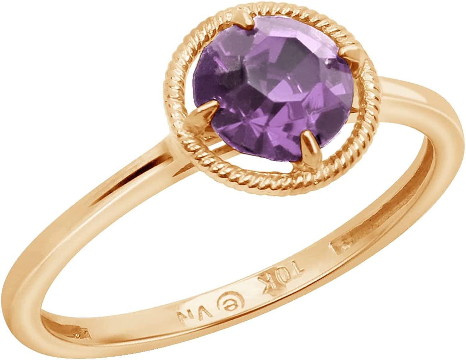 Collection 10K Gold Round-Cut Birthstone Ring Made with Infinite Elements Crystal February / 8