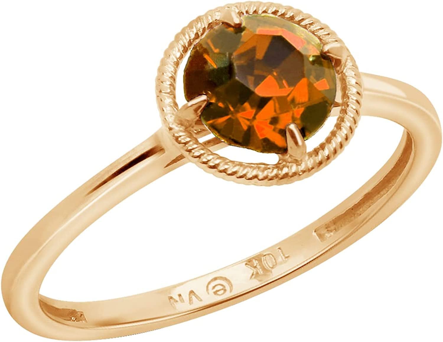 Collection 10K Gold Round-Cut Birthstone Ring Made with Infinite Elements Crystal November / 6