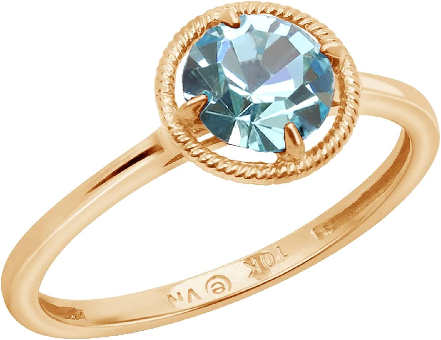 Collection 10K Gold Round-Cut Birthstone Ring Made with Infinite Elements Crystal Gold / 8