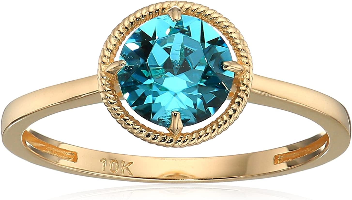 Collection 10K Gold Round-Cut Birthstone Ring Made with Infinite Elements Crystal December / 6