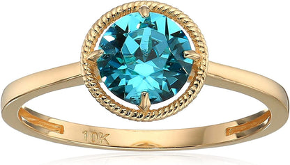 Collection 10K Gold Round-Cut Birthstone Ring Made with Infinite Elements Crystal December / 6