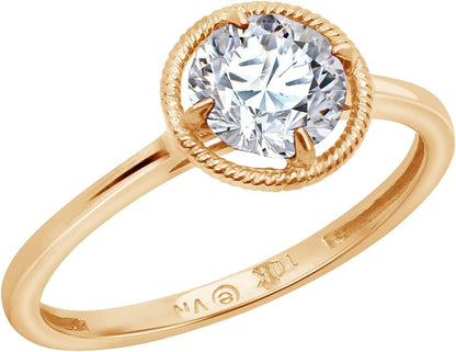 Collection 10K Gold Round-Cut Birthstone Ring Made with Infinite Elements Crystal April / 8