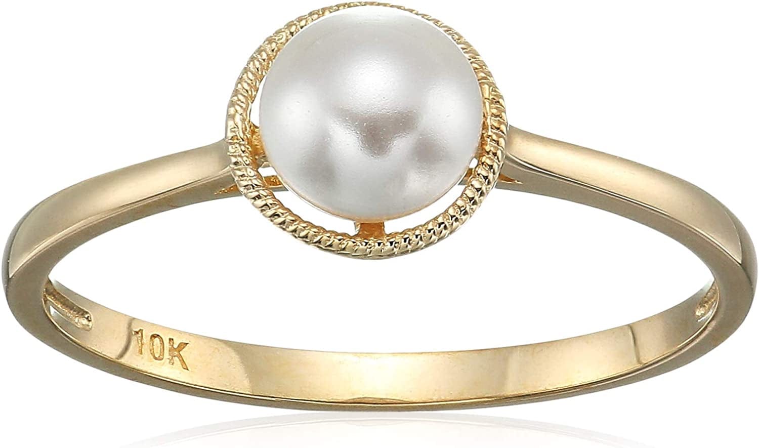Collection 10K Gold Round-Cut Birthstone Ring Made with Infinite Elements Crystal June / 8