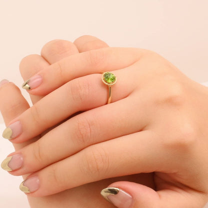 Collection 10K Gold Round-Cut Birthstone Ring Made with Infinite Elements Crystal