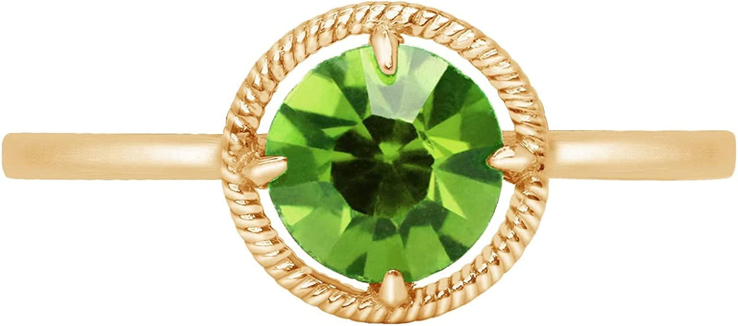 Collection 10K Gold Round-Cut Birthstone Ring Made with Infinite Elements Crystal