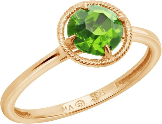 Collection 10K Gold Round-Cut Birthstone Ring Made with Infinite Elements Crystal August / 7