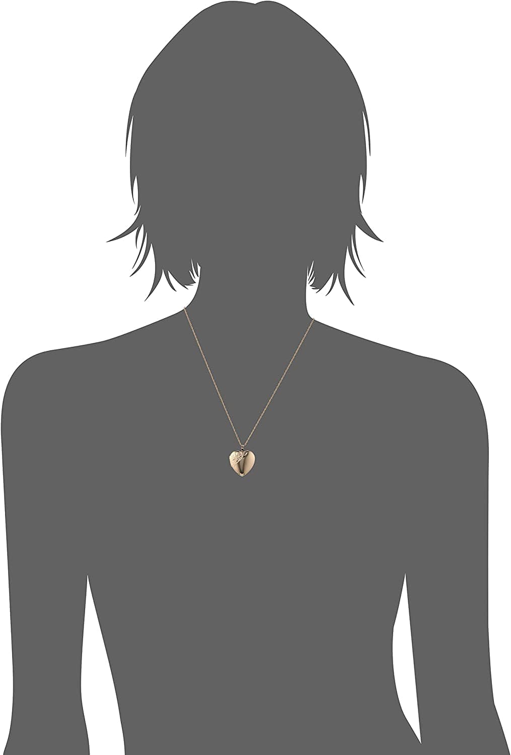 Collection 14K Satin and Polished Finish Hand Engraved Heart Shaped Locket Necklace, 18"