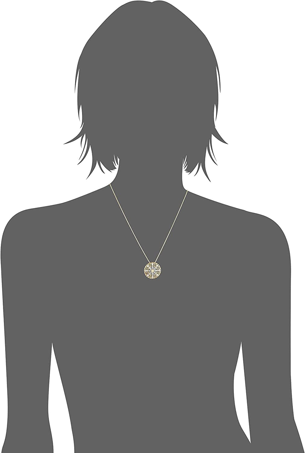 Collection 18K Yellow Gold Plated Sterling Silver Gemstone and Diamond Accent Filigree Mandala Pendant Necklace, 18"