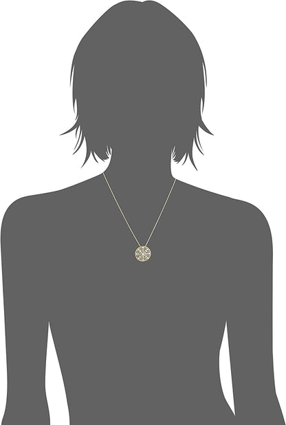 Collection 18K Yellow Gold Plated Sterling Silver Gemstone and Diamond Accent Filigree Mandala Pendant Necklace, 18"