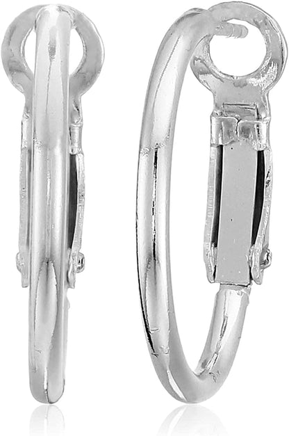 Collection 925 Sterling Silver Lightweight Paddle Back Hoop Earrings Silver / 20mm/.75 inches