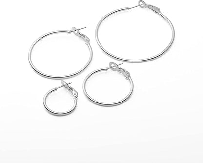 Collection 925 Sterling Silver Lightweight Paddle Back Hoop Earrings