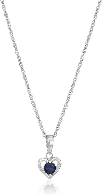 Collection Girls' Petite Sterling Silver Birthstone Open Heart Stud Earrings and 16" Pendant Necklace Jewelry Set