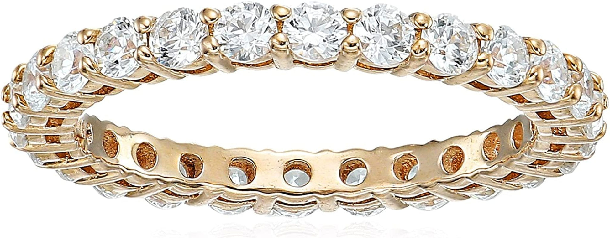 Collection Platinum or Gold Plated Sterling Silver All-Around Band Ring Set with round Infinite Elements Zirconia Yellow Gold Plated Silver / 1 cttw / Size 8
