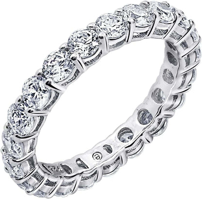 Collection Platinum or Gold Plated Sterling Silver All-Around Band Ring Set with round Infinite Elements Zirconia Platinum Plated Silver / 2 cttw / Size 7