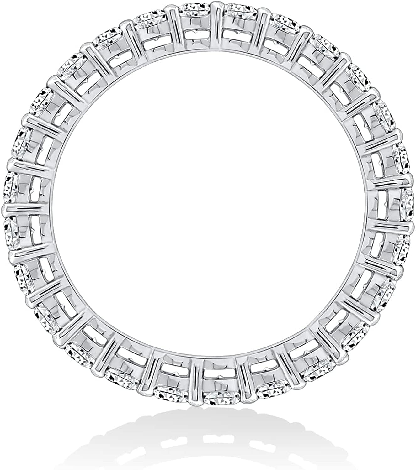 Collection Platinum or Gold Plated Sterling Silver All-Around Band Ring Set with round Infinite Elements Zirconia