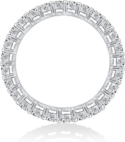 Collection Platinum or Gold Plated Sterling Silver All-Around Band Ring Set with round Infinite Elements Zirconia