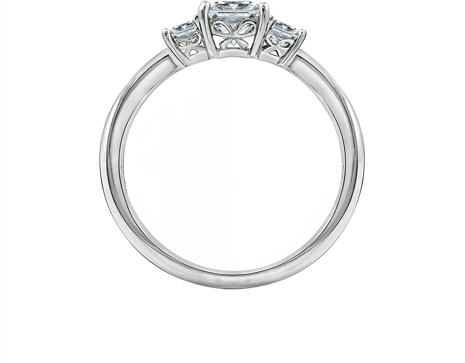 Collection Platinum or Gold Plated Sterling Silver Princess-Cut 3-Stone Ring Made with Infinite Elements Zirconia