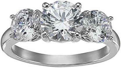 Collection Platinum or Gold Plated Sterling Silver round 3-Stone Ring Made with Infinite Elements Zirconia Platinum Plated Silver / 4 cttw / Size 9