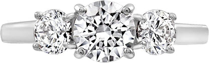 Collection Platinum or Gold Plated Sterling Silver round 3-Stone Ring Made with Infinite Elements Zirconia