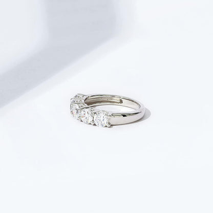 Collection Platinum or Gold Plated Sterling Silver Round-Cut 5-Stone Ring Made with Infinite Elements Zirconia