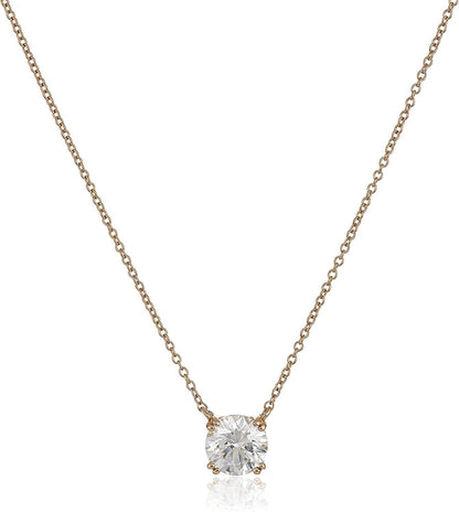 Collection Platinum or Gold-Plated Sterling Silver Round-Cut Infinite Elements Zirconia Solitaire Pendant Necklace rose-gold-plated-silver / 2 cttw
