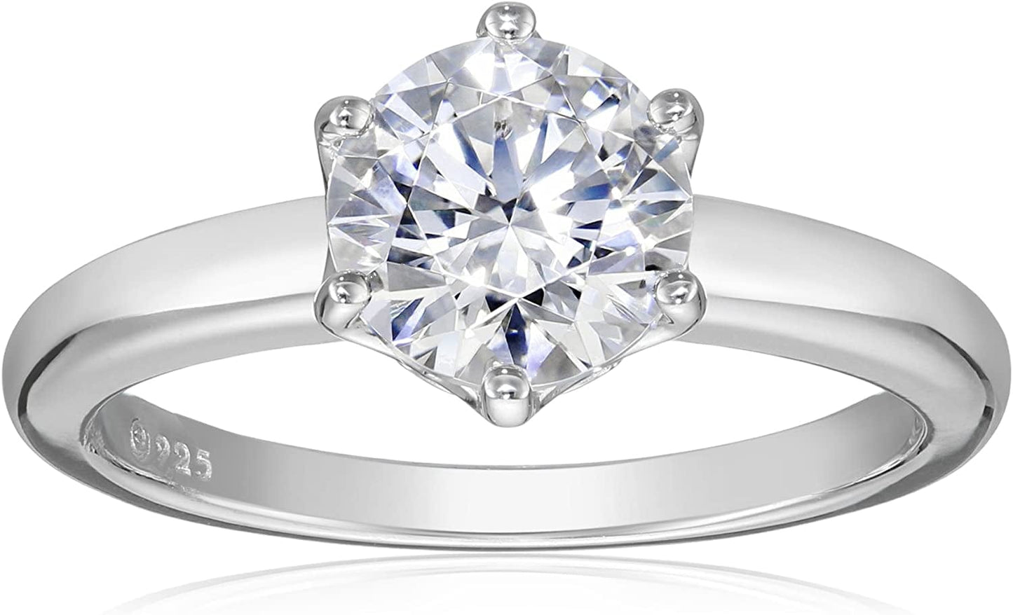 Collection Platinum or Gold Plated Sterling Silver round Cut Solitaire Ring Made with Infinite Elements Zirconia White Cubic Zirconia/Platinum / 2 cttw / Size 8