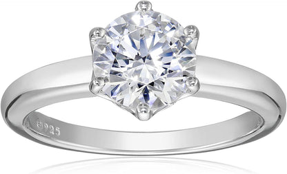Collection Platinum or Gold Plated Sterling Silver round Cut Solitaire Ring Made with Infinite Elements Zirconia White Cubic Zirconia/Platinum / 2 cttw / Size 8