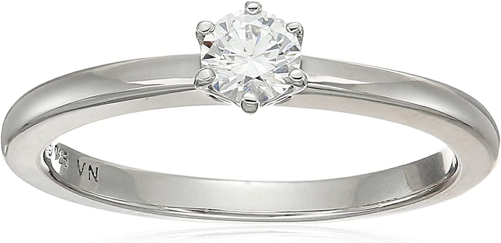 Collection Platinum or Gold Plated Sterling Silver round Cut Solitaire Ring Made with Infinite Elements Zirconia White Cubic Zirconia/Platinum / 1/4 cttw / Size 8