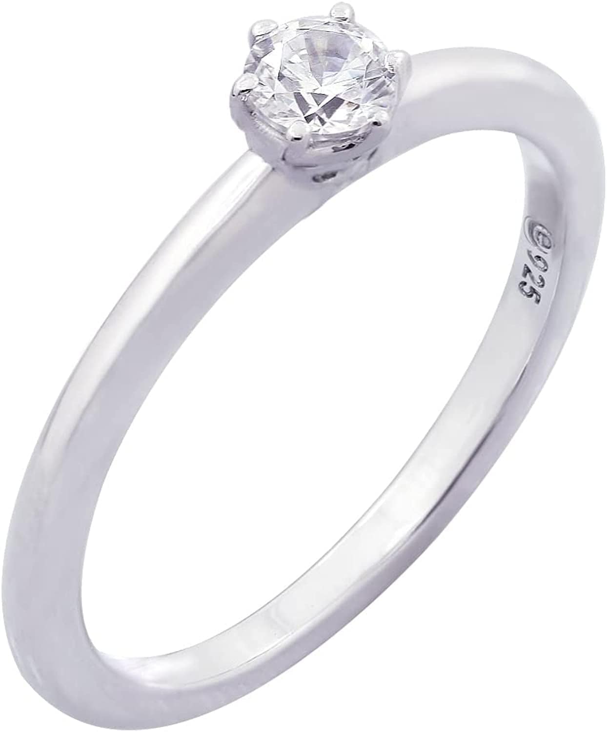 Collection Platinum or Gold Plated Sterling Silver round Cut Solitaire Ring Made with Infinite Elements Zirconia White Cubic Zirconia/Platinum / 1/4 cttw / Size 6