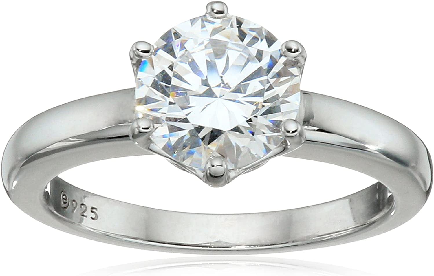 Collection Platinum or Gold Plated Sterling Silver round Cut Solitaire Ring Made with Infinite Elements Zirconia White Cubic Zirconia/Platinum / 2 cttw / Size 7