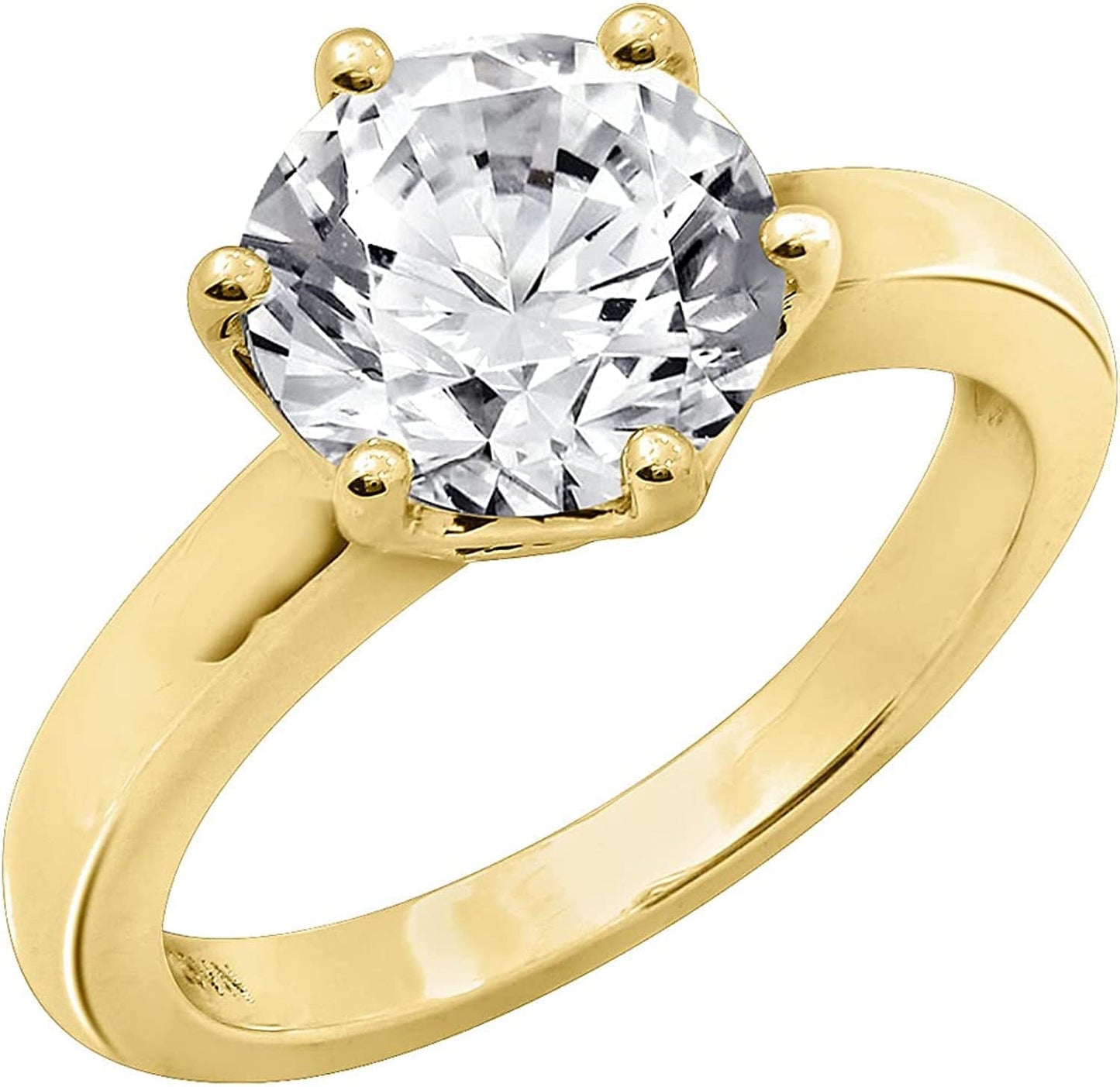 Collection Platinum or Gold Plated Sterling Silver round Cut Solitaire Ring Made with Infinite Elements Zirconia White Cubic Zirconia/Yellow Gold / 3 cttw / Size 8