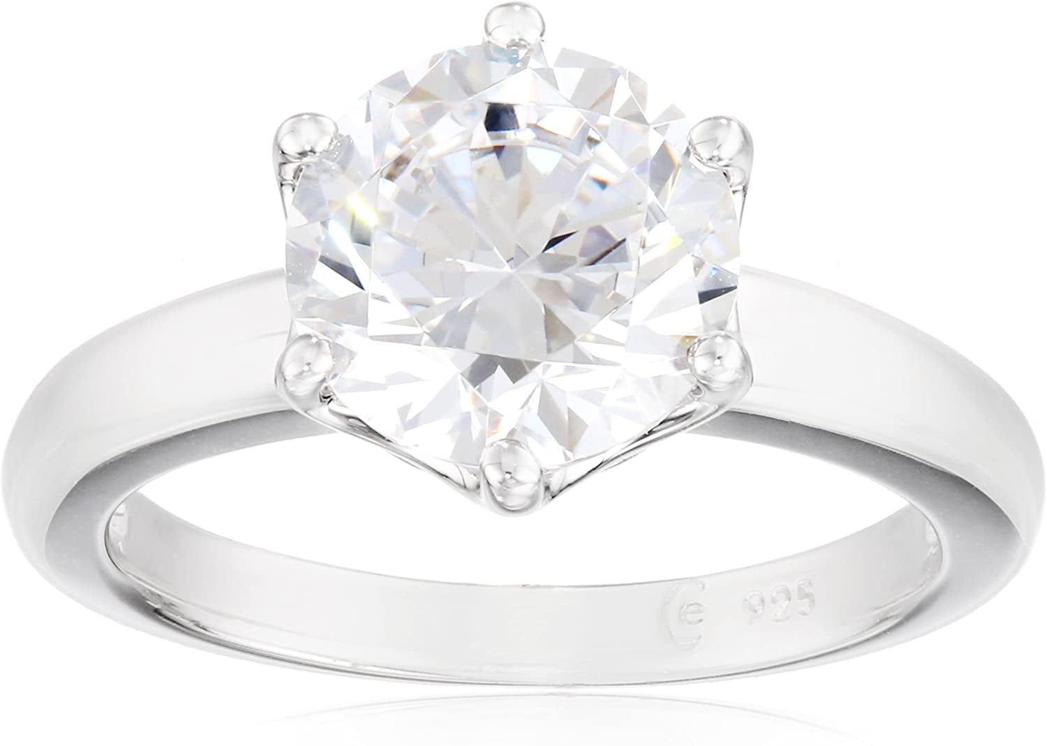 Collection Platinum or Gold Plated Sterling Silver round Cut Solitaire Ring Made with Infinite Elements Zirconia White Cubic Zirconia/Platinum / 3 cttw / Size 8