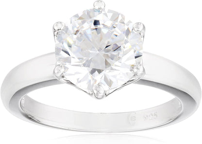 Collection Platinum or Gold Plated Sterling Silver round Cut Solitaire Ring Made with Infinite Elements Zirconia White Cubic Zirconia/Platinum / 3 cttw / Size 8
