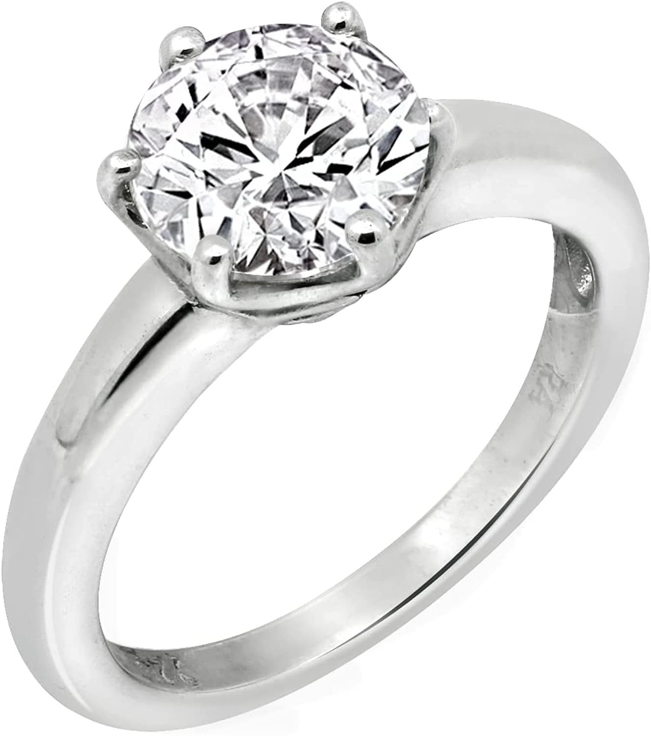 Collection Platinum or Gold Plated Sterling Silver round Cut Solitaire Ring Made with Infinite Elements Zirconia White Cubic Zirconia/Platinum / 2 cttw / Size 9