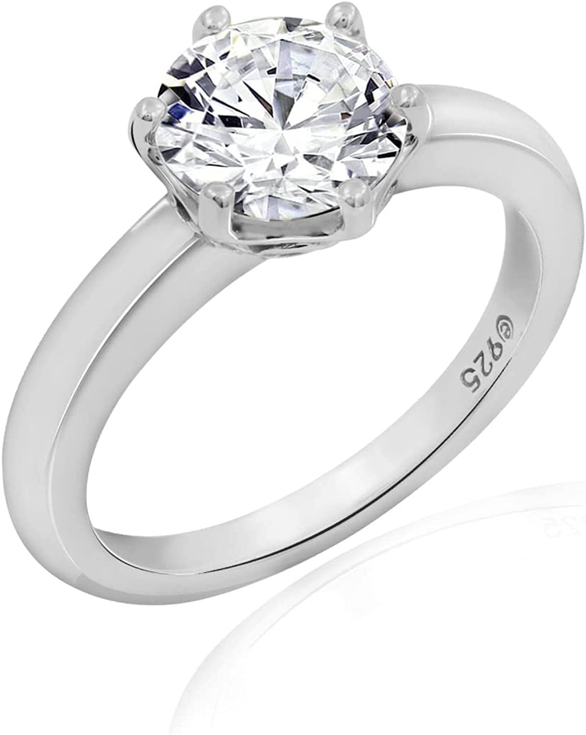 Collection Platinum or Gold Plated Sterling Silver round Cut Solitaire Ring Made with Infinite Elements Zirconia White Cubic Zirconia/Platinum / 2 cttw / Size 6