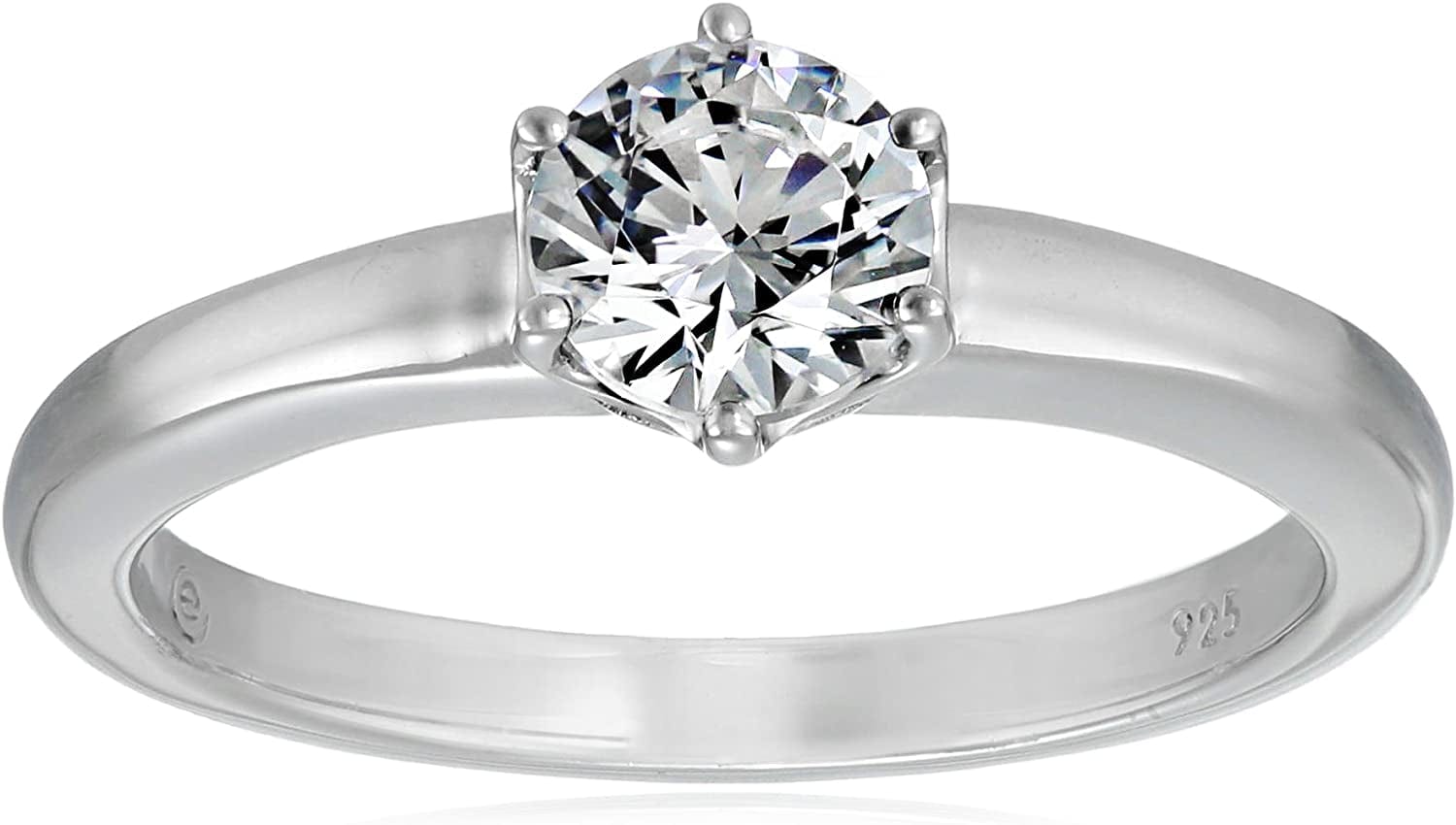 Collection Platinum or Gold Plated Sterling Silver round Cut Solitaire Ring Made with Infinite Elements Zirconia White Cubic Zirconia/Platinum / 1 cttw / Size 8