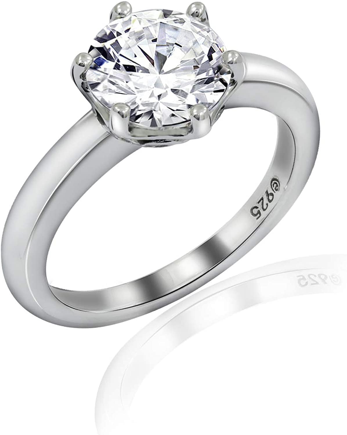 Collection Platinum or Gold Plated Sterling Silver round Cut Solitaire Ring Made with Infinite Elements Zirconia White Cubic Zirconia/Platinum / 3 cttw / Size 9